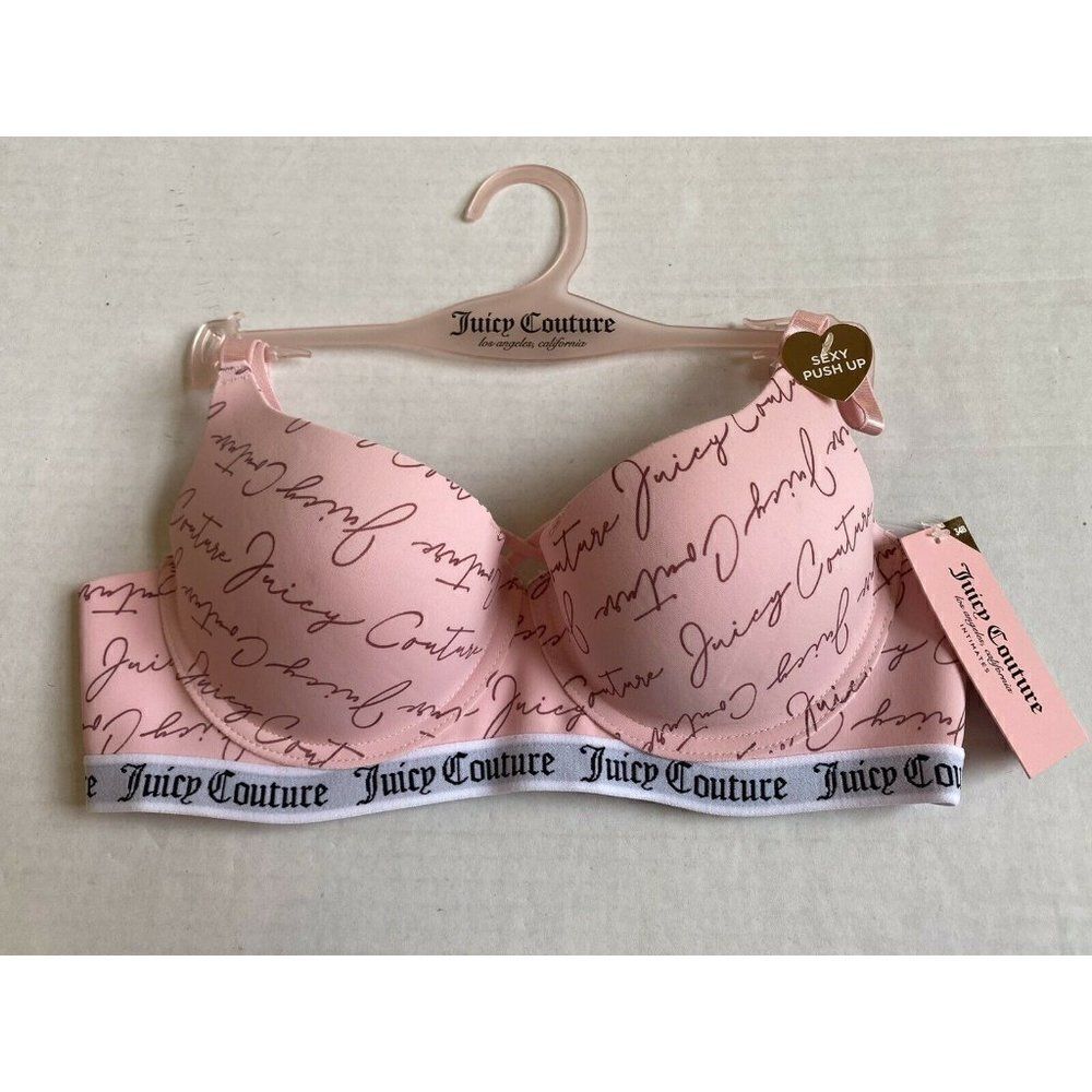 Juicy Couture Sexy Push Up Bra 34B Script Print‎